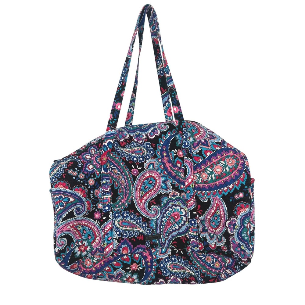 Vera Bradley Duffle Bag Women Large Multicolor Paisley Quilted Travel Weekender